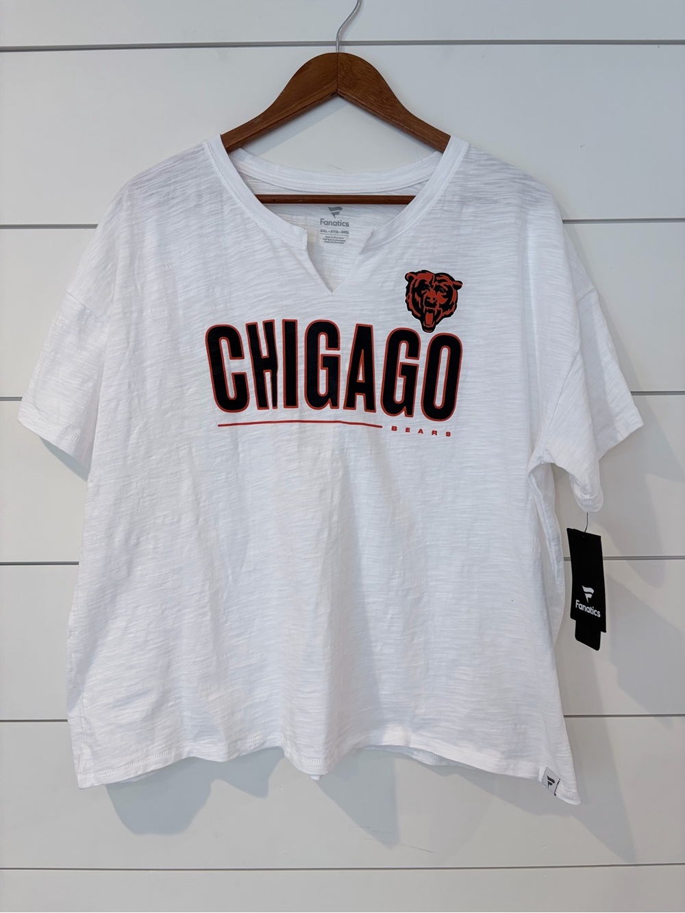 NWT Chicago Bears Fanatics 2XL White Slub Tee Footballcore Sportscore Women’s